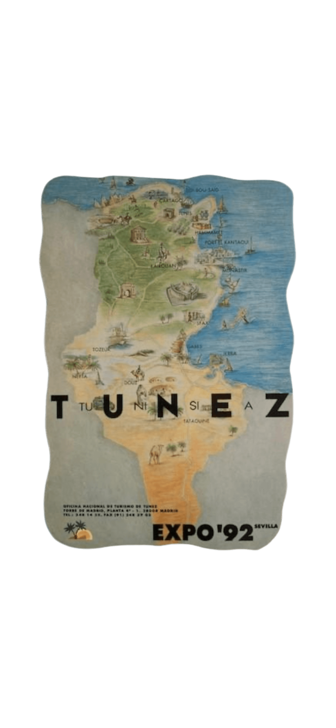 PEGATINA DE TUNEZ - EXPO 92 SEVILLA ORIGINAL