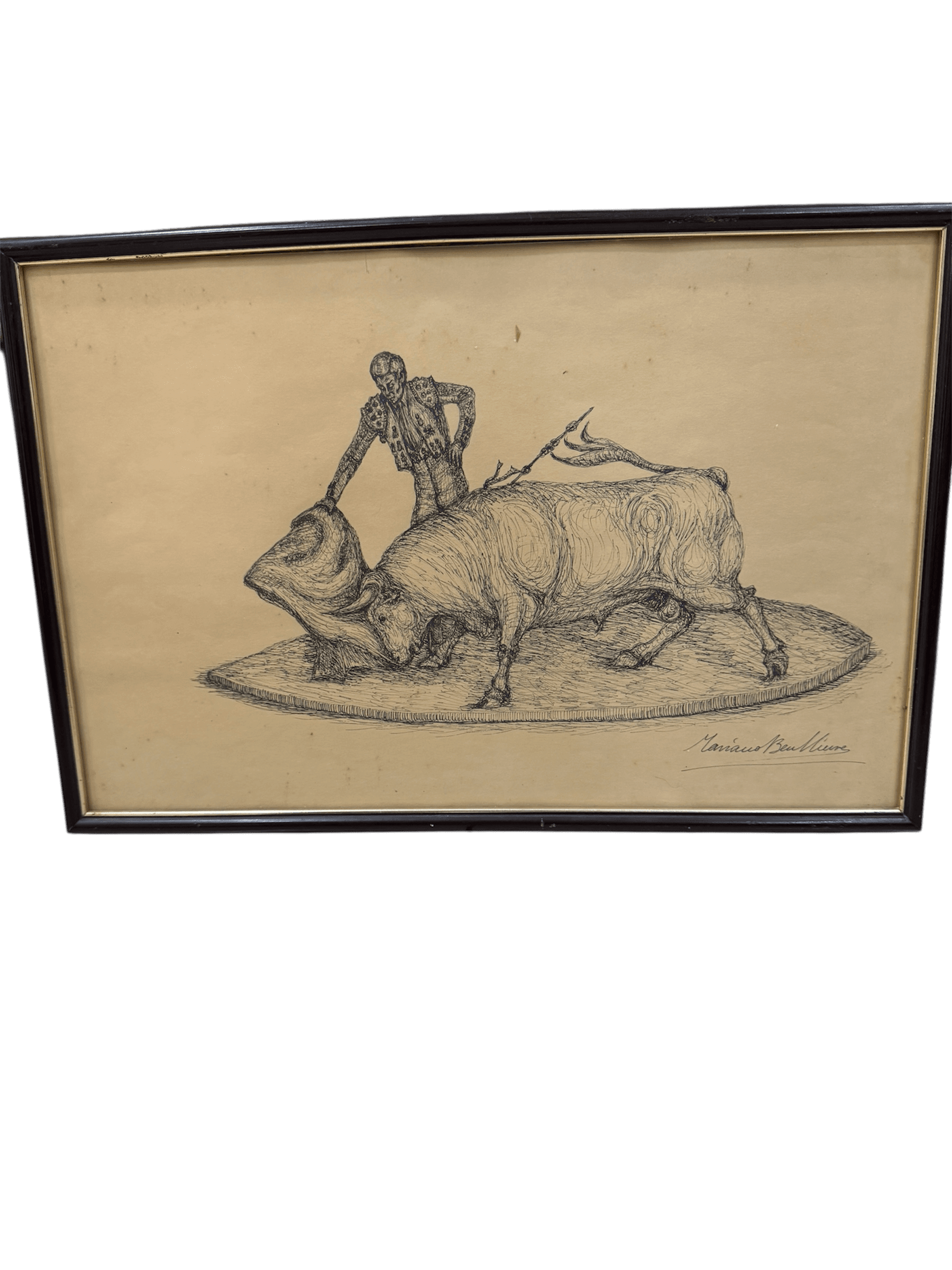 Dibujo Mariano Benlliure corrida 1945