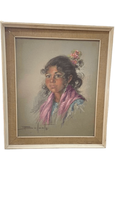 Pintura De Una Mujer con Flores