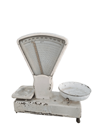Antigua Balanza Comercial Roch – Báscula de Abanico de Tienda Vintage (C. 1940-1960)