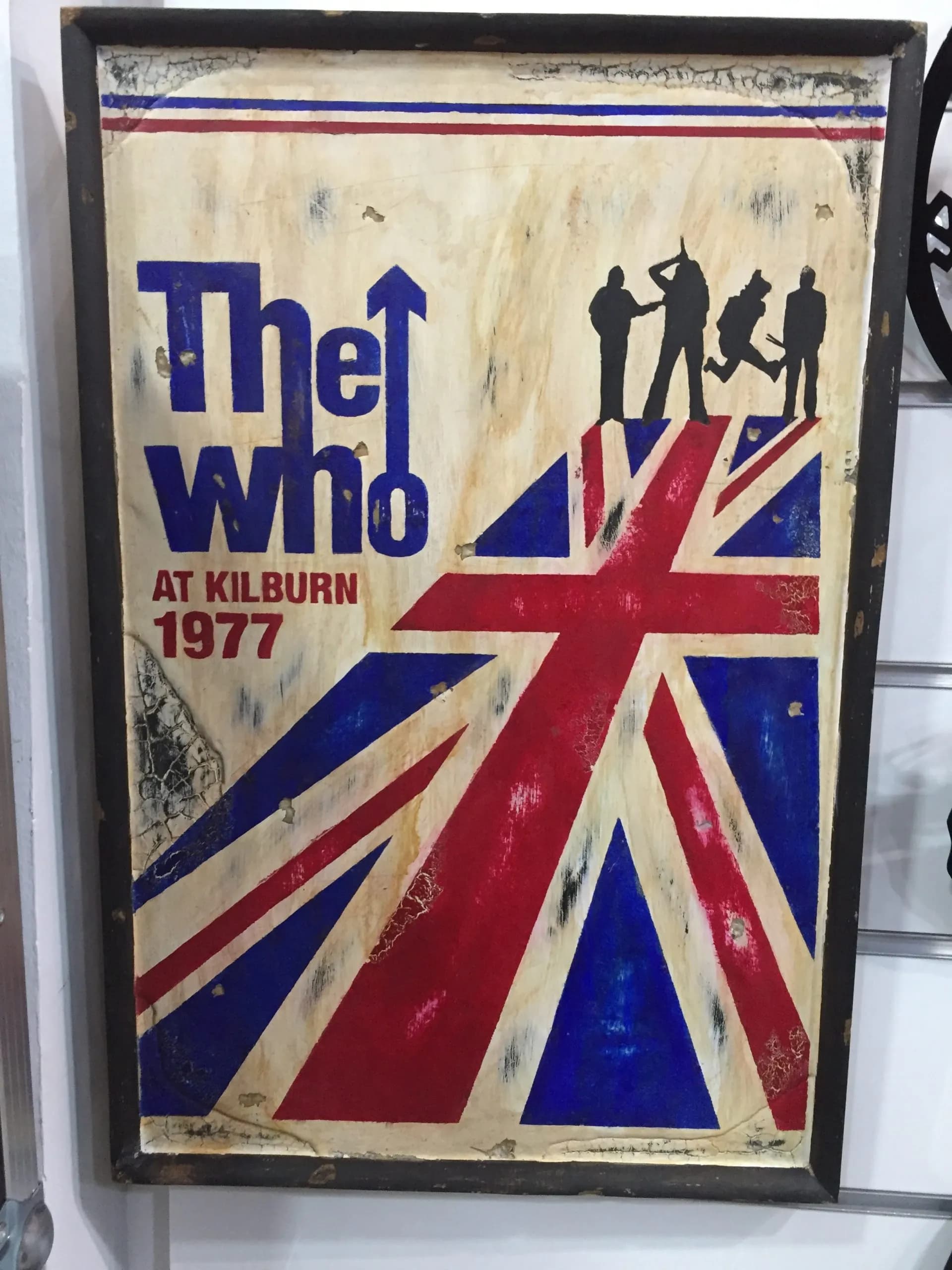 CARTEL MADERA PINTADO THE WHO AT KILBURN 1977