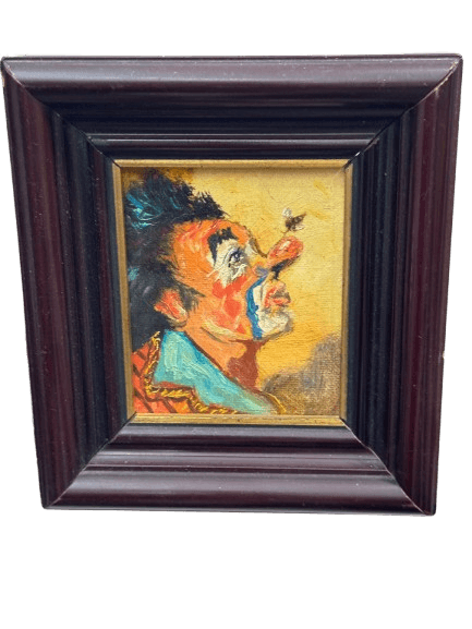 Lienzo al óleo de payaso enmarcado