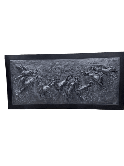 Gran cuadro en relieve de caballos