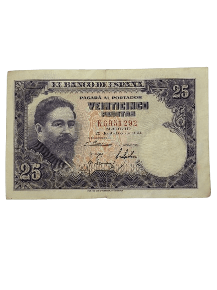 Billete de 25 pesetas de 1954